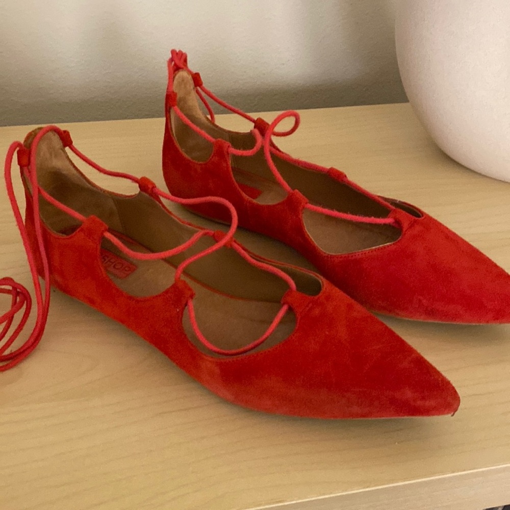 Top shop suede lace up flats